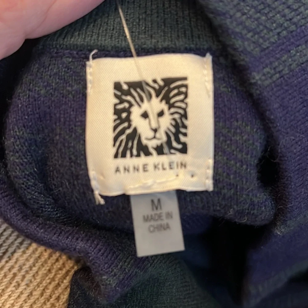 NWT Anne Klein Tartan Sweater Coat - Picture 5 of 6